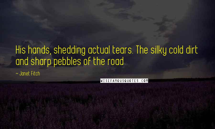 Janet Fitch Quotes: His hands, shedding actual tears. The silky cold dirt and sharp pebbles of the road