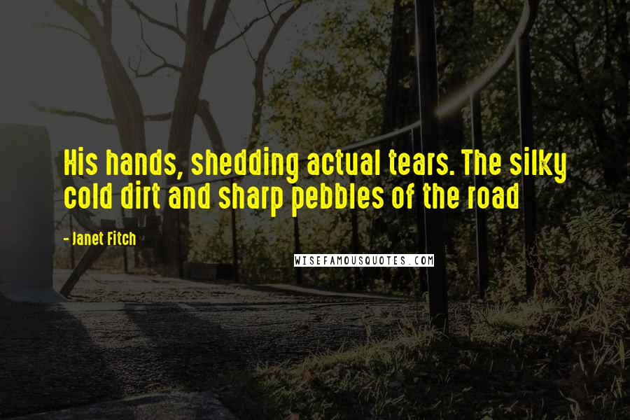 Janet Fitch Quotes: His hands, shedding actual tears. The silky cold dirt and sharp pebbles of the road