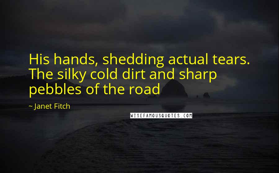 Janet Fitch Quotes: His hands, shedding actual tears. The silky cold dirt and sharp pebbles of the road