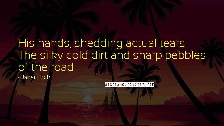 Janet Fitch Quotes: His hands, shedding actual tears. The silky cold dirt and sharp pebbles of the road
