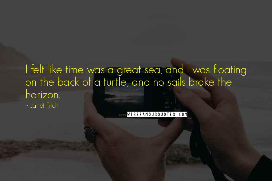 Janet Fitch Quotes: I felt like time was a great sea, and I was floating on the back of a turtle, and no sails broke the horizon.