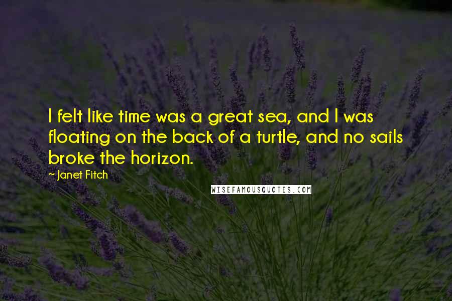 Janet Fitch Quotes: I felt like time was a great sea, and I was floating on the back of a turtle, and no sails broke the horizon.