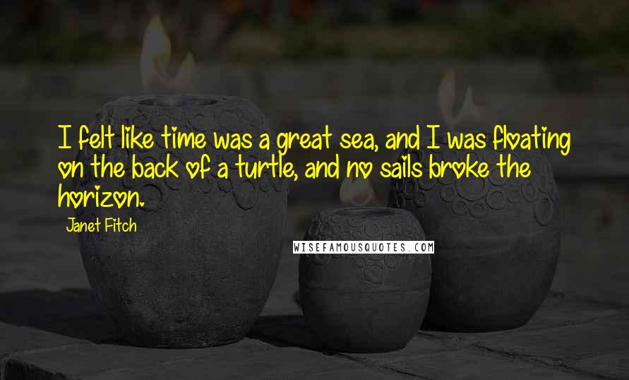 Janet Fitch Quotes: I felt like time was a great sea, and I was floating on the back of a turtle, and no sails broke the horizon.