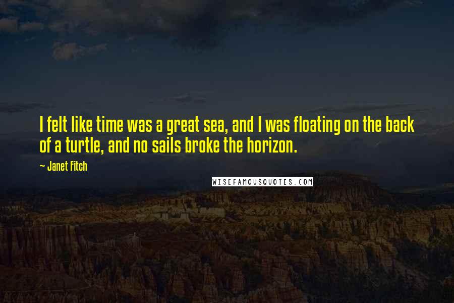 Janet Fitch Quotes: I felt like time was a great sea, and I was floating on the back of a turtle, and no sails broke the horizon.