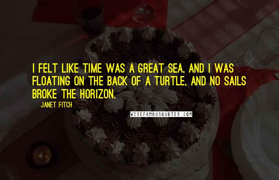 Janet Fitch Quotes: I felt like time was a great sea, and I was floating on the back of a turtle, and no sails broke the horizon.