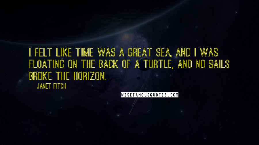 Janet Fitch Quotes: I felt like time was a great sea, and I was floating on the back of a turtle, and no sails broke the horizon.