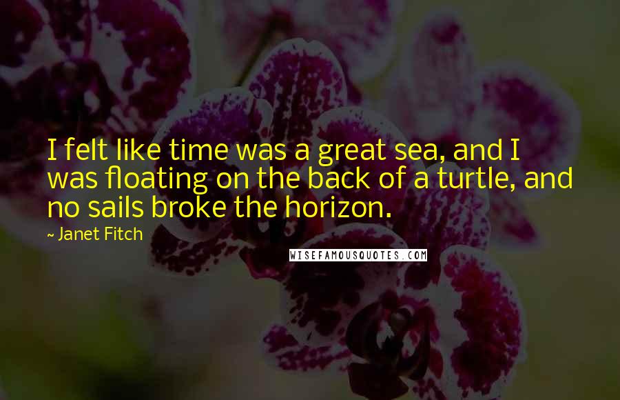 Janet Fitch Quotes: I felt like time was a great sea, and I was floating on the back of a turtle, and no sails broke the horizon.