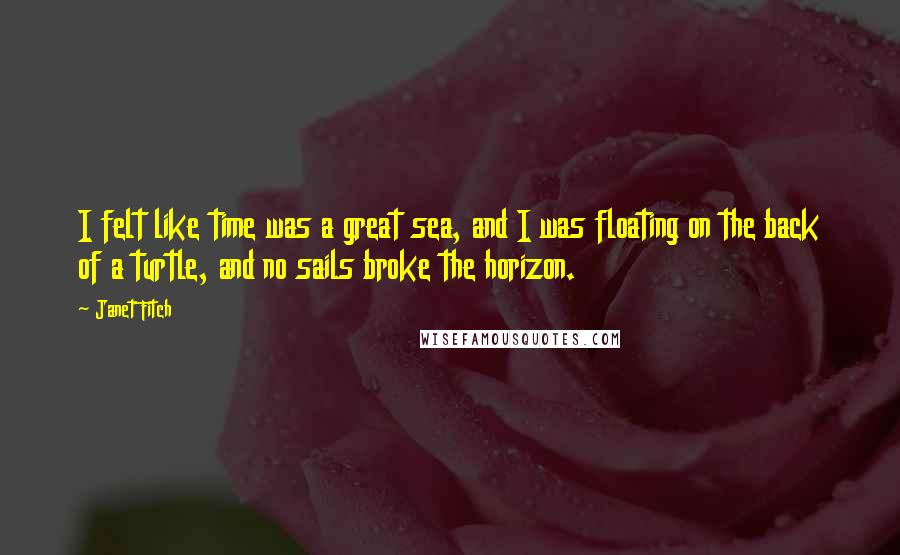 Janet Fitch Quotes: I felt like time was a great sea, and I was floating on the back of a turtle, and no sails broke the horizon.