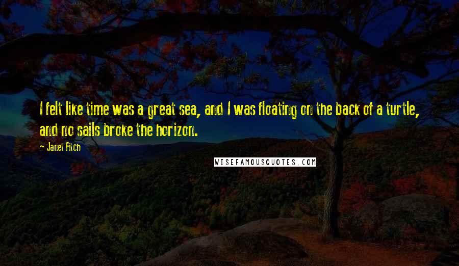 Janet Fitch Quotes: I felt like time was a great sea, and I was floating on the back of a turtle, and no sails broke the horizon.