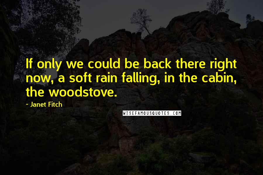 Janet Fitch Quotes: If only we could be back there right now, a soft rain falling, in the cabin, the woodstove.