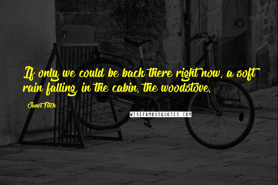 Janet Fitch Quotes: If only we could be back there right now, a soft rain falling, in the cabin, the woodstove.