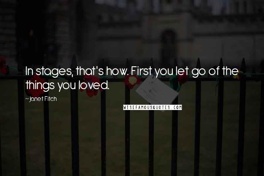 Janet Fitch Quotes: In stages, that's how. First you let go of the things you loved.