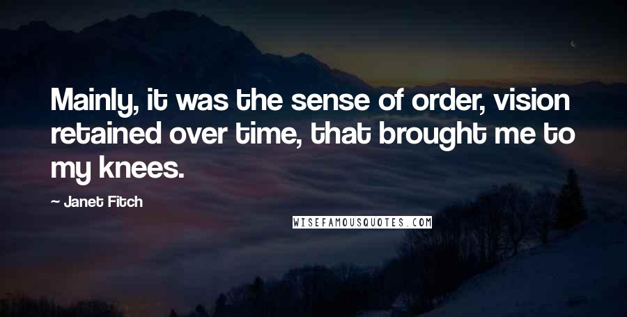Janet Fitch Quotes: Mainly, it was the sense of order, vision retained over time, that brought me to my knees.