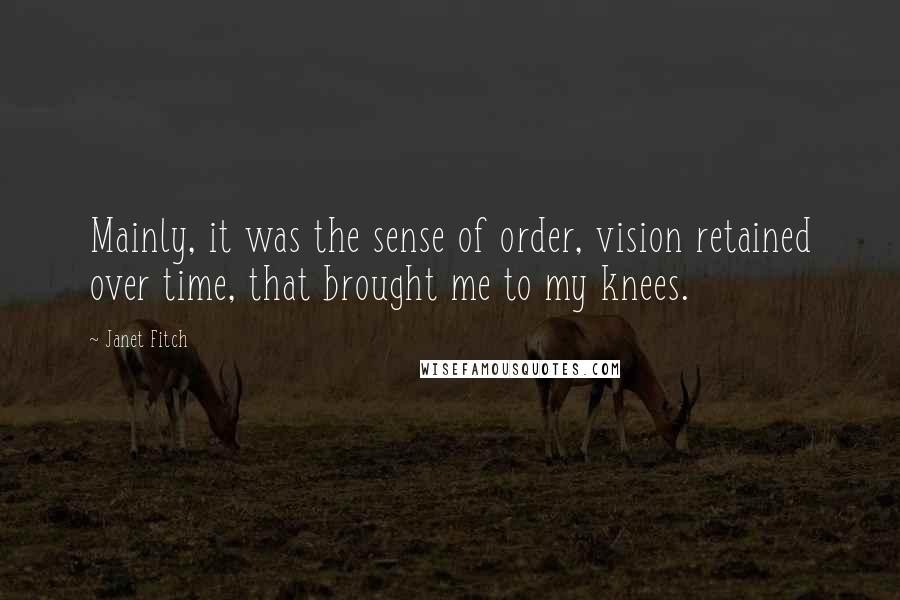 Janet Fitch Quotes: Mainly, it was the sense of order, vision retained over time, that brought me to my knees.