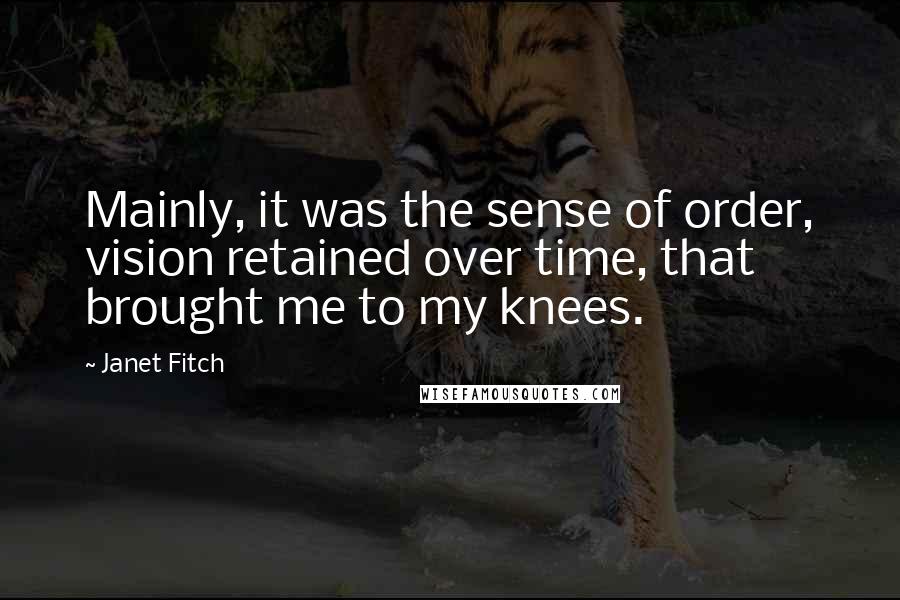 Janet Fitch Quotes: Mainly, it was the sense of order, vision retained over time, that brought me to my knees.