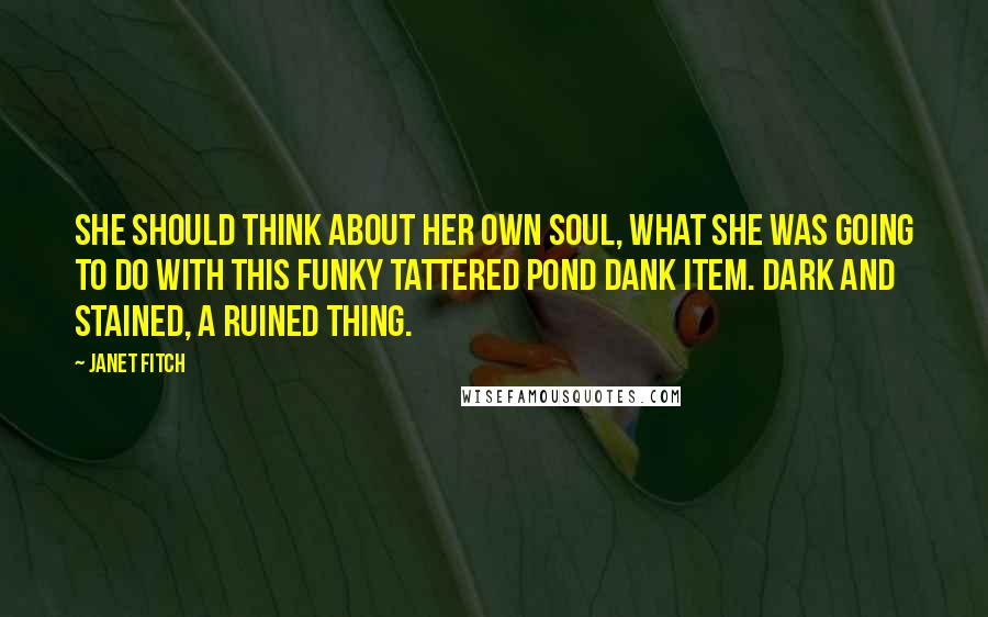 Janet Fitch Quotes: She should think about her own soul, what she was going to do with this funky tattered pond dank item. Dark and stained, a ruined thing.