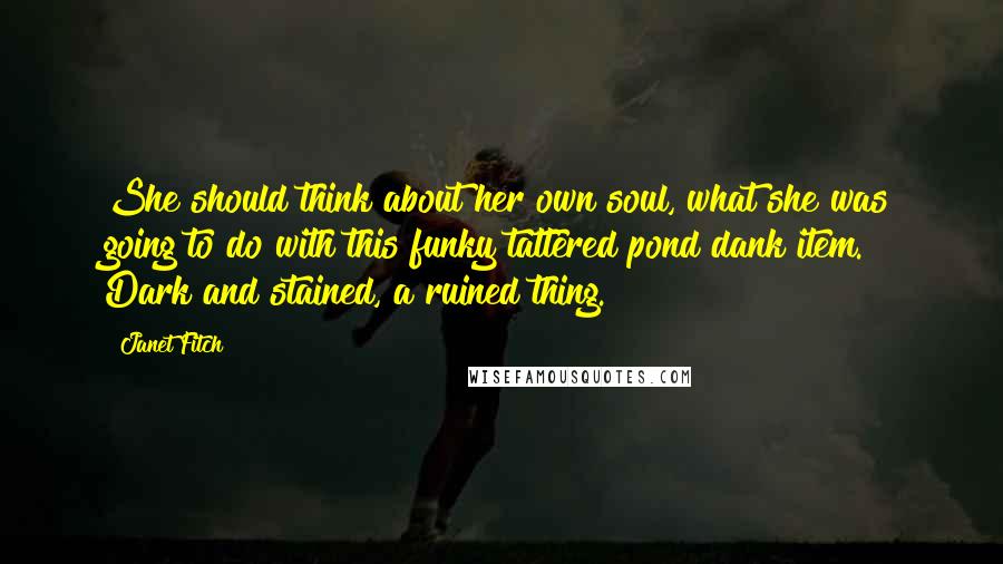 Janet Fitch Quotes: She should think about her own soul, what she was going to do with this funky tattered pond dank item. Dark and stained, a ruined thing.