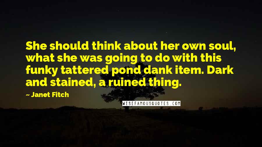 Janet Fitch Quotes: She should think about her own soul, what she was going to do with this funky tattered pond dank item. Dark and stained, a ruined thing.