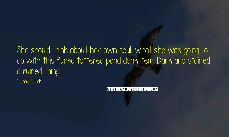 Janet Fitch Quotes: She should think about her own soul, what she was going to do with this funky tattered pond dank item. Dark and stained, a ruined thing.