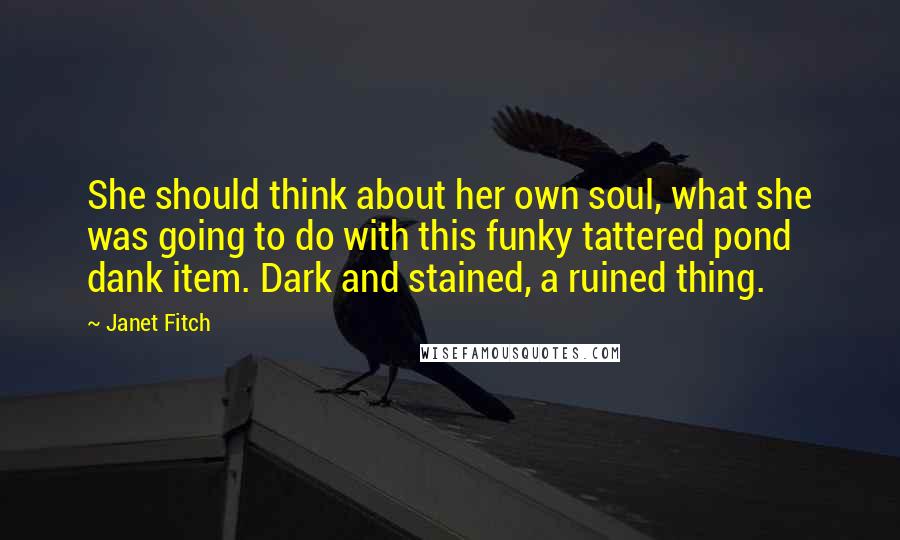 Janet Fitch Quotes: She should think about her own soul, what she was going to do with this funky tattered pond dank item. Dark and stained, a ruined thing.