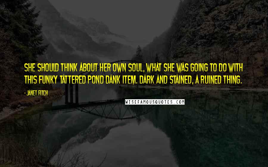 Janet Fitch Quotes: She should think about her own soul, what she was going to do with this funky tattered pond dank item. Dark and stained, a ruined thing.