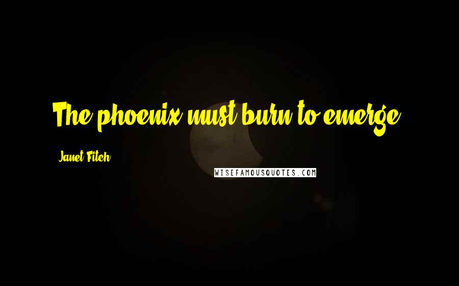 Janet Fitch Quotes: The phoenix must burn to emerge.