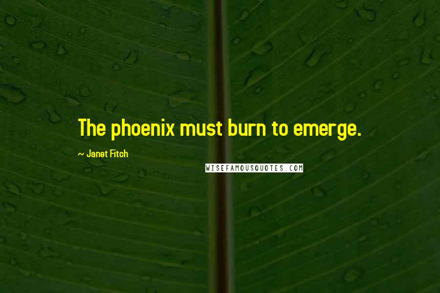 Janet Fitch Quotes: The phoenix must burn to emerge.