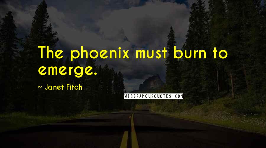 Janet Fitch Quotes: The phoenix must burn to emerge.
