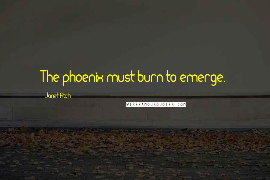 Janet Fitch Quotes: The phoenix must burn to emerge.