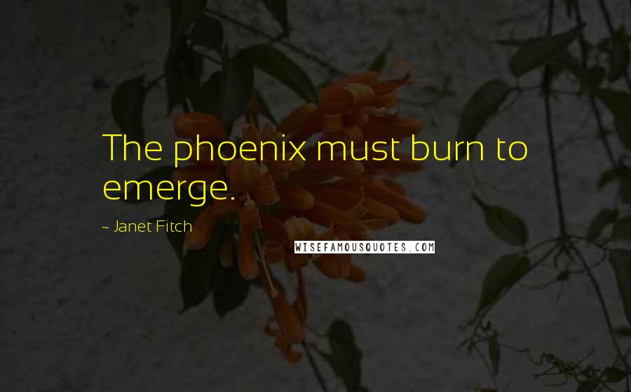 Janet Fitch Quotes: The phoenix must burn to emerge.