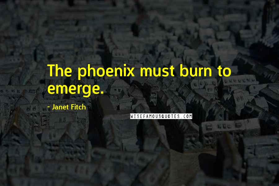 Janet Fitch Quotes: The phoenix must burn to emerge.