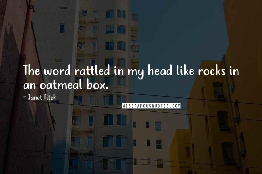Janet Fitch Quotes: The word rattled in my head like rocks in an oatmeal box.