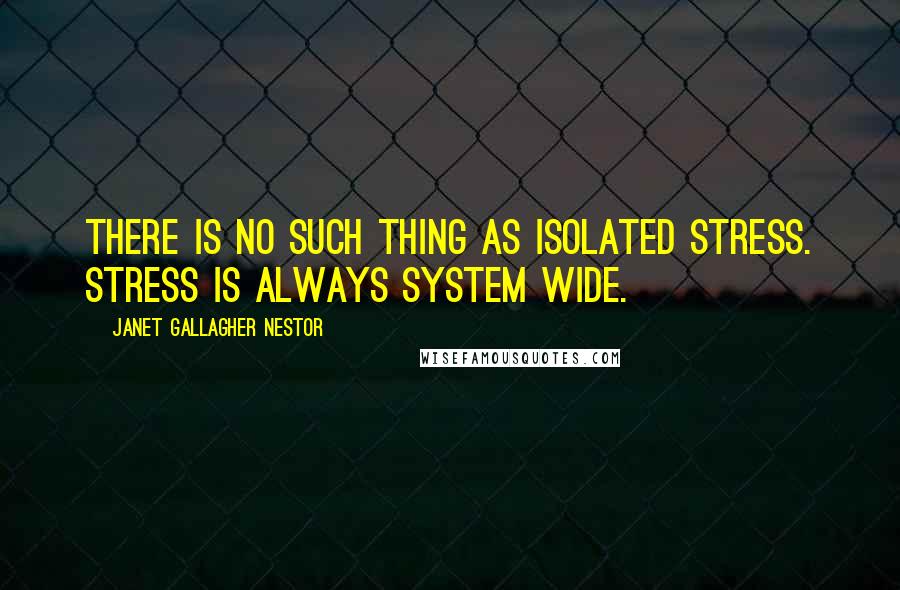 Janet Gallagher Nestor Quotes: There is no such thing as isolated stress. Stress is always system wide.