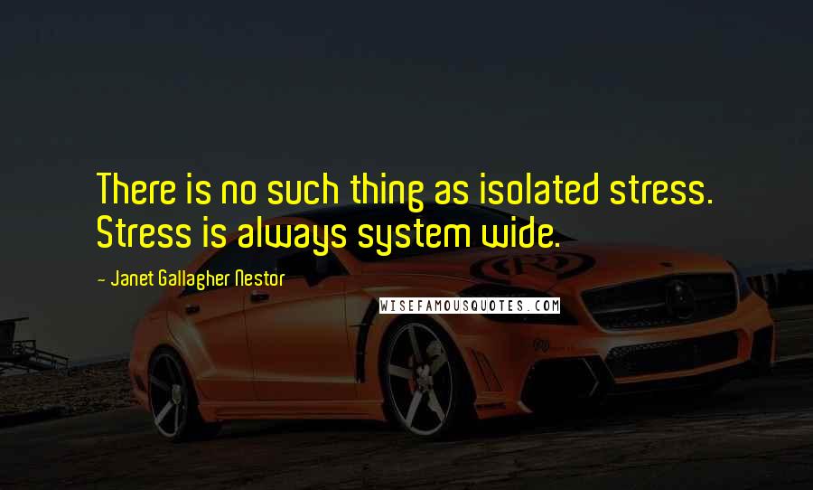 Janet Gallagher Nestor Quotes: There is no such thing as isolated stress. Stress is always system wide.