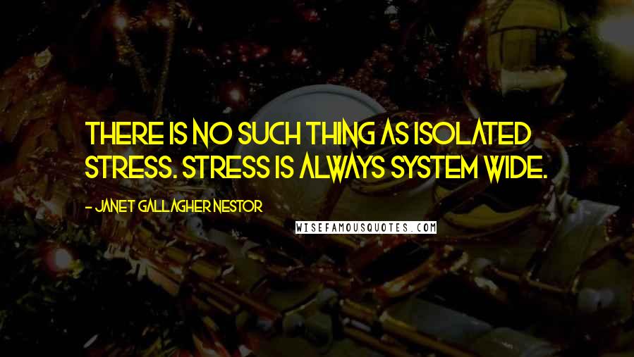 Janet Gallagher Nestor Quotes: There is no such thing as isolated stress. Stress is always system wide.