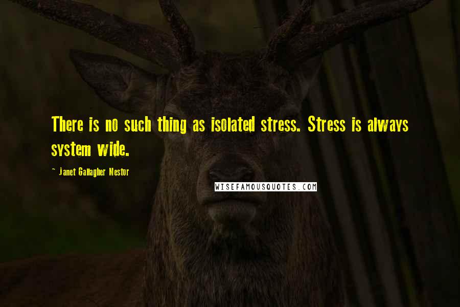 Janet Gallagher Nestor Quotes: There is no such thing as isolated stress. Stress is always system wide.