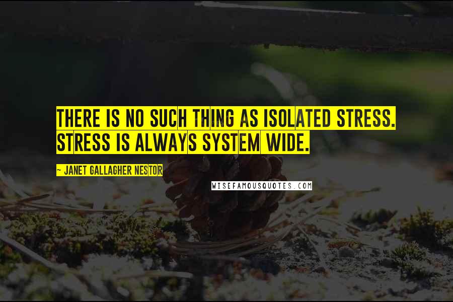 Janet Gallagher Nestor Quotes: There is no such thing as isolated stress. Stress is always system wide.