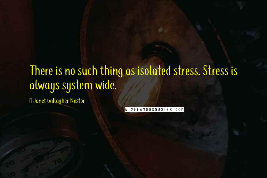 Janet Gallagher Nestor Quotes: There is no such thing as isolated stress. Stress is always system wide.