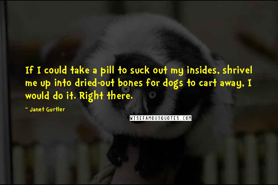 Janet Gurtler Quotes: If I could take a pill to suck out my insides, shrivel me up into dried-out bones for dogs to cart away, I would do it. Right there.