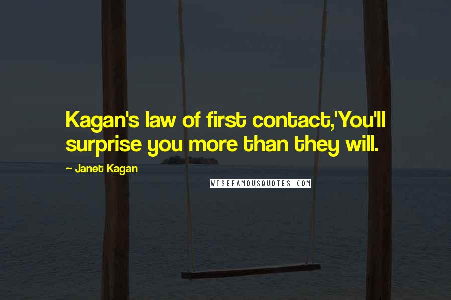 Janet Kagan Quotes: Kagan's law of first contact,'You'll surprise you more than they will.