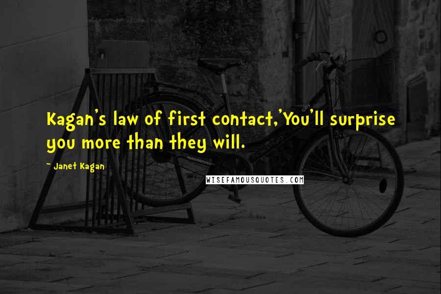 Janet Kagan Quotes: Kagan's law of first contact,'You'll surprise you more than they will.