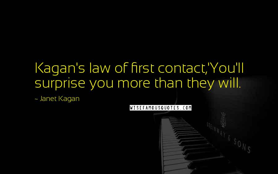 Janet Kagan Quotes: Kagan's law of first contact,'You'll surprise you more than they will.