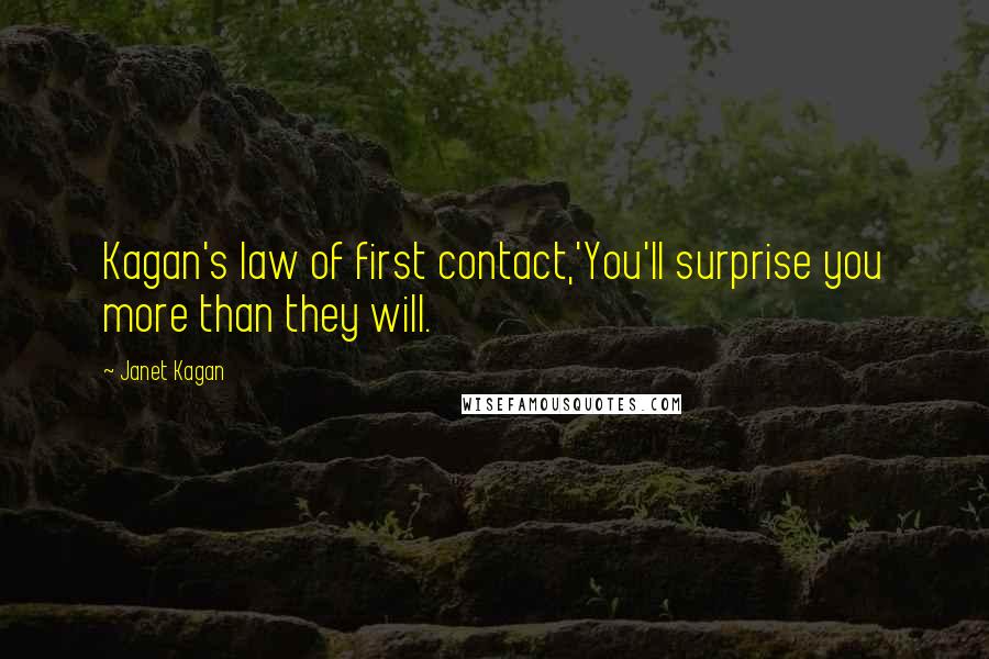 Janet Kagan Quotes: Kagan's law of first contact,'You'll surprise you more than they will.