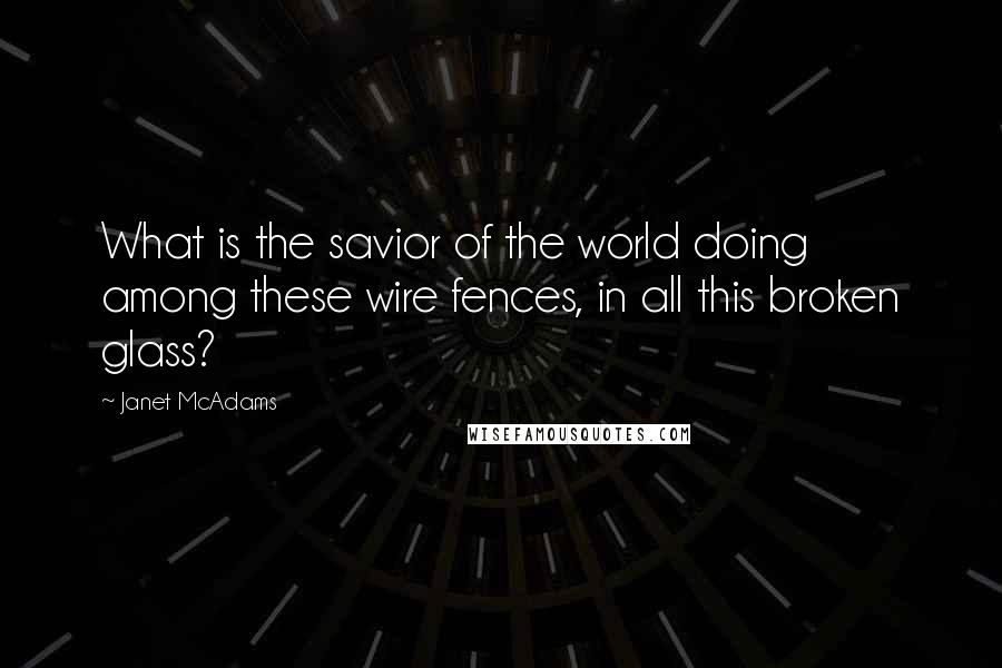 Janet McAdams Quotes: What is the savior of the world doing among these wire fences, in all this broken glass?