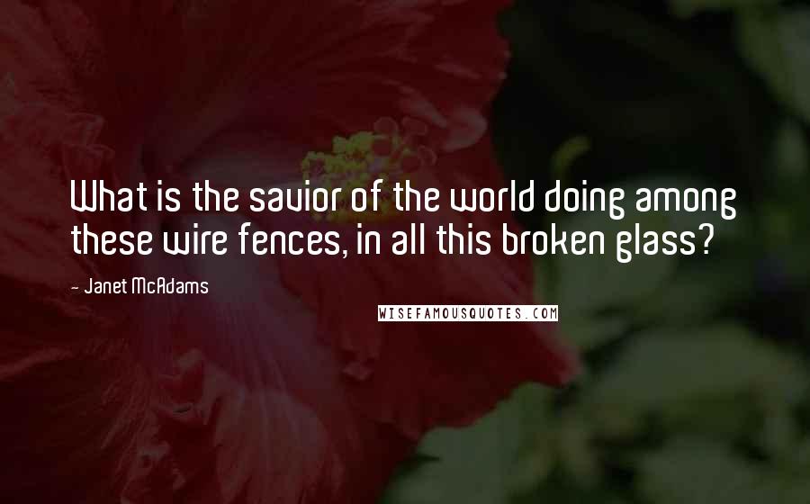 Janet McAdams Quotes: What is the savior of the world doing among these wire fences, in all this broken glass?
