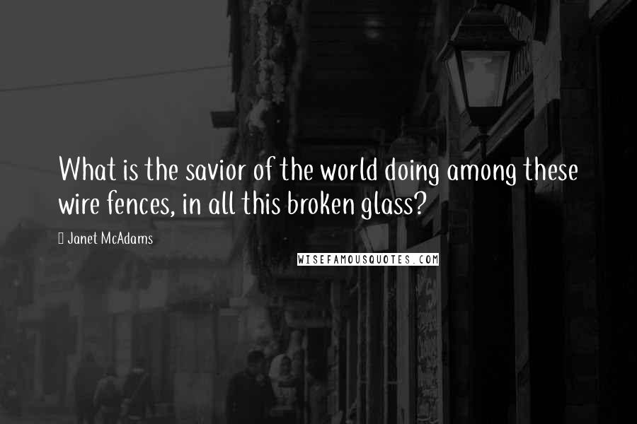 Janet McAdams Quotes: What is the savior of the world doing among these wire fences, in all this broken glass?