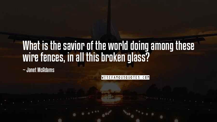 Janet McAdams Quotes: What is the savior of the world doing among these wire fences, in all this broken glass?