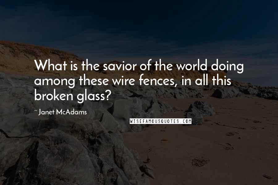 Janet McAdams Quotes: What is the savior of the world doing among these wire fences, in all this broken glass?