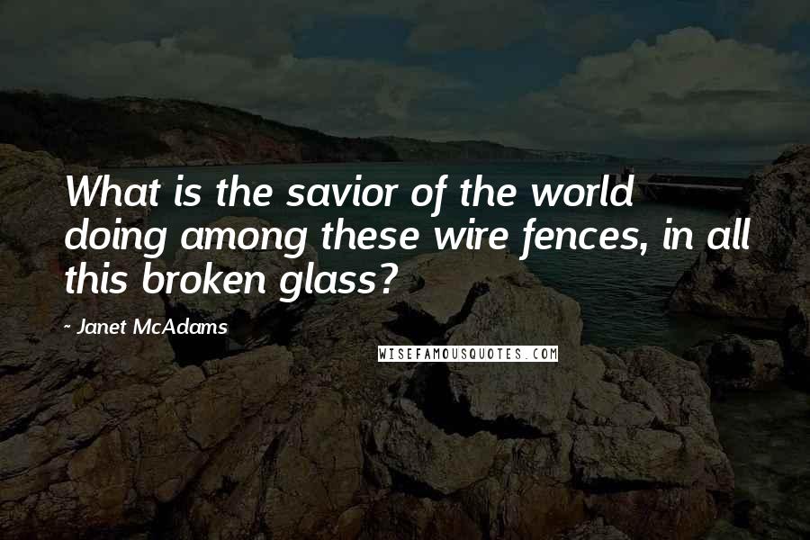 Janet McAdams Quotes: What is the savior of the world doing among these wire fences, in all this broken glass?