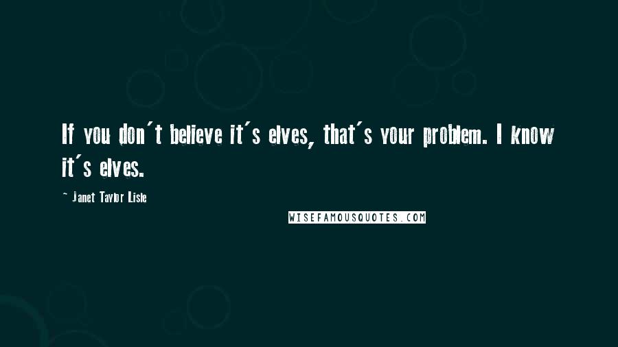 Janet Taylor Lisle Quotes: If you don't believe it's elves, that's your problem. I know it's elves.